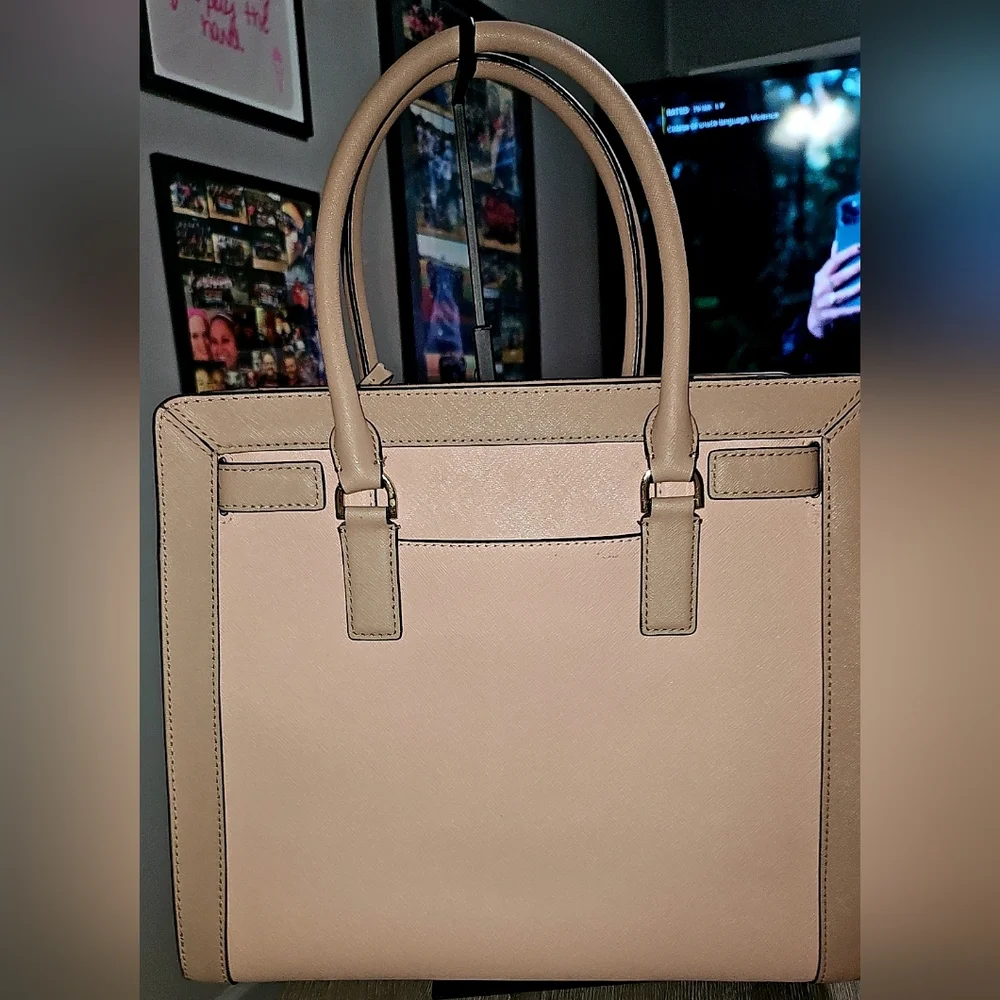 Authent. Michael Kors Genuine Leather LG TZ Dillon Satchel pastel pink/fawn - Picture 10 of 11